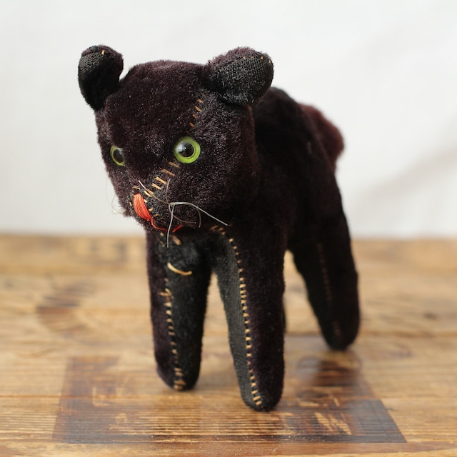 [351]アンティークシュタイフ 黒猫 　all ID トムキャット Black Tom Cat 8cm/10cm