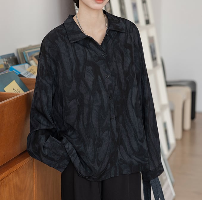 Tie-dyed retro draped shirt S301