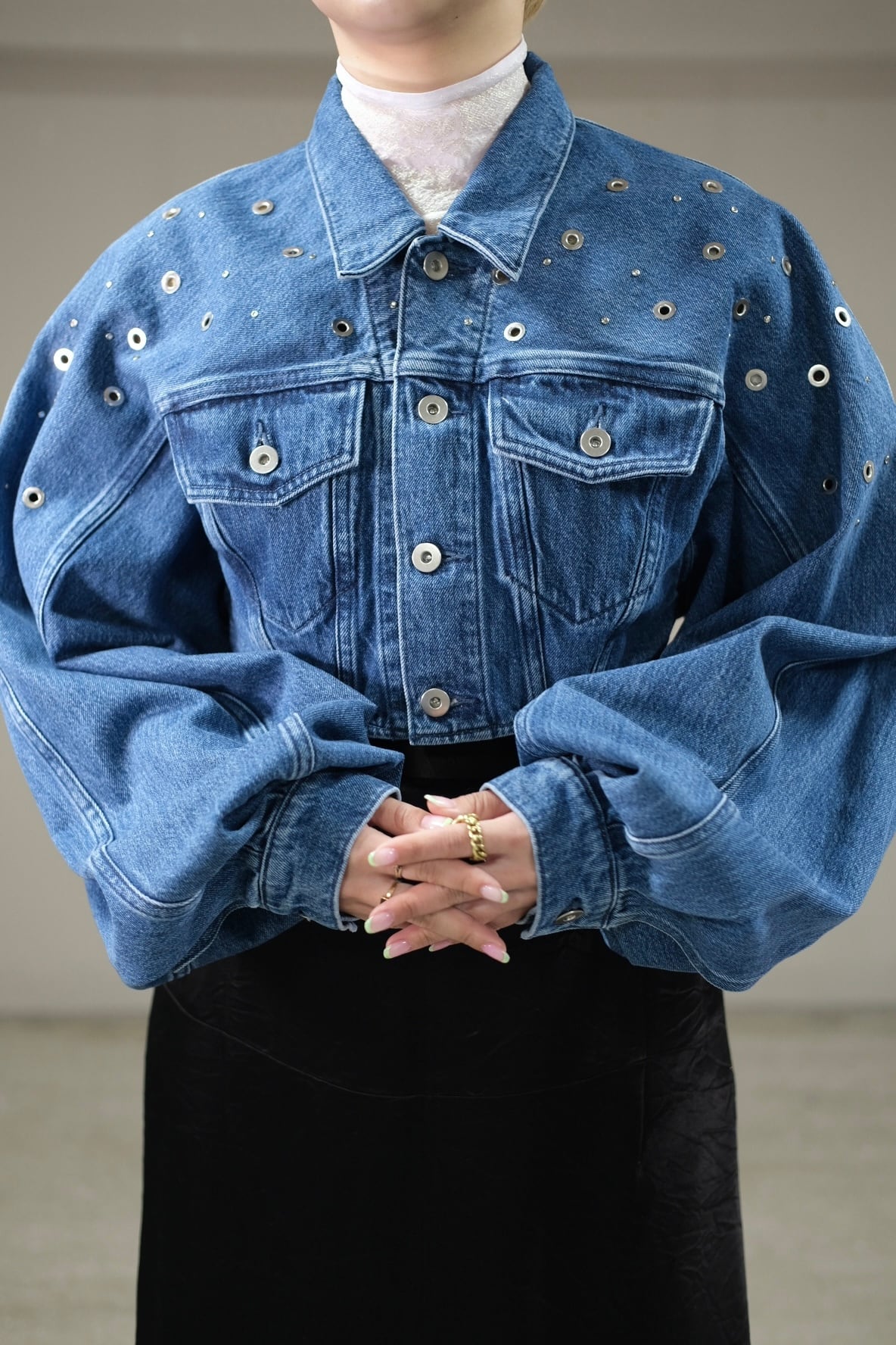 FETICO 】ORGANIC COTTON DENIM SHORT JACKET WITH STUDS | loop