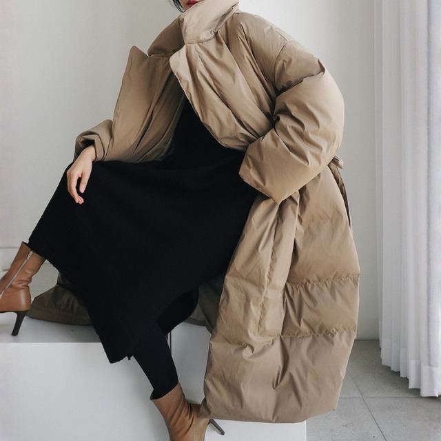 ベルト付き オーバーサイズ ロング丈 ダウンコート ◆2color　204563