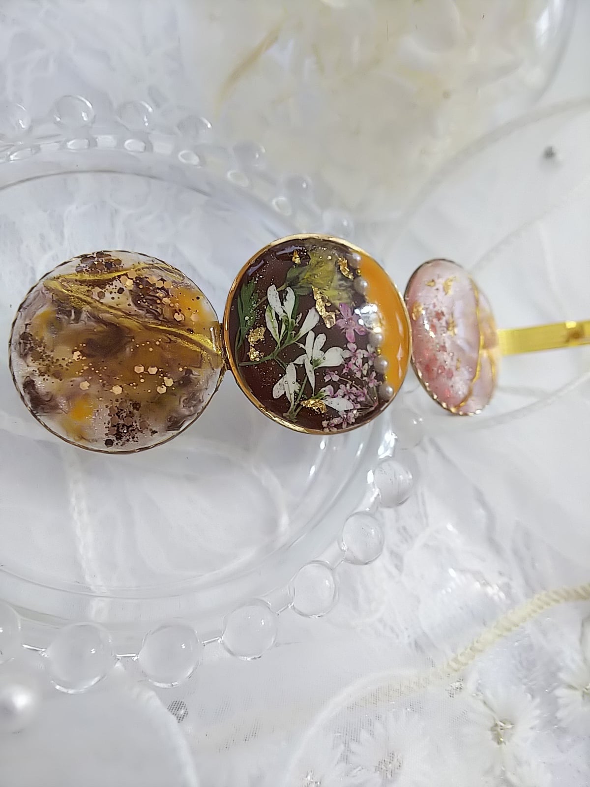 Handmadeバレッタ♬︎カメオのオータムカラーバレッタ Handmadeバレッタ ︎カメオのオータムカラーバレッタ アンティーク