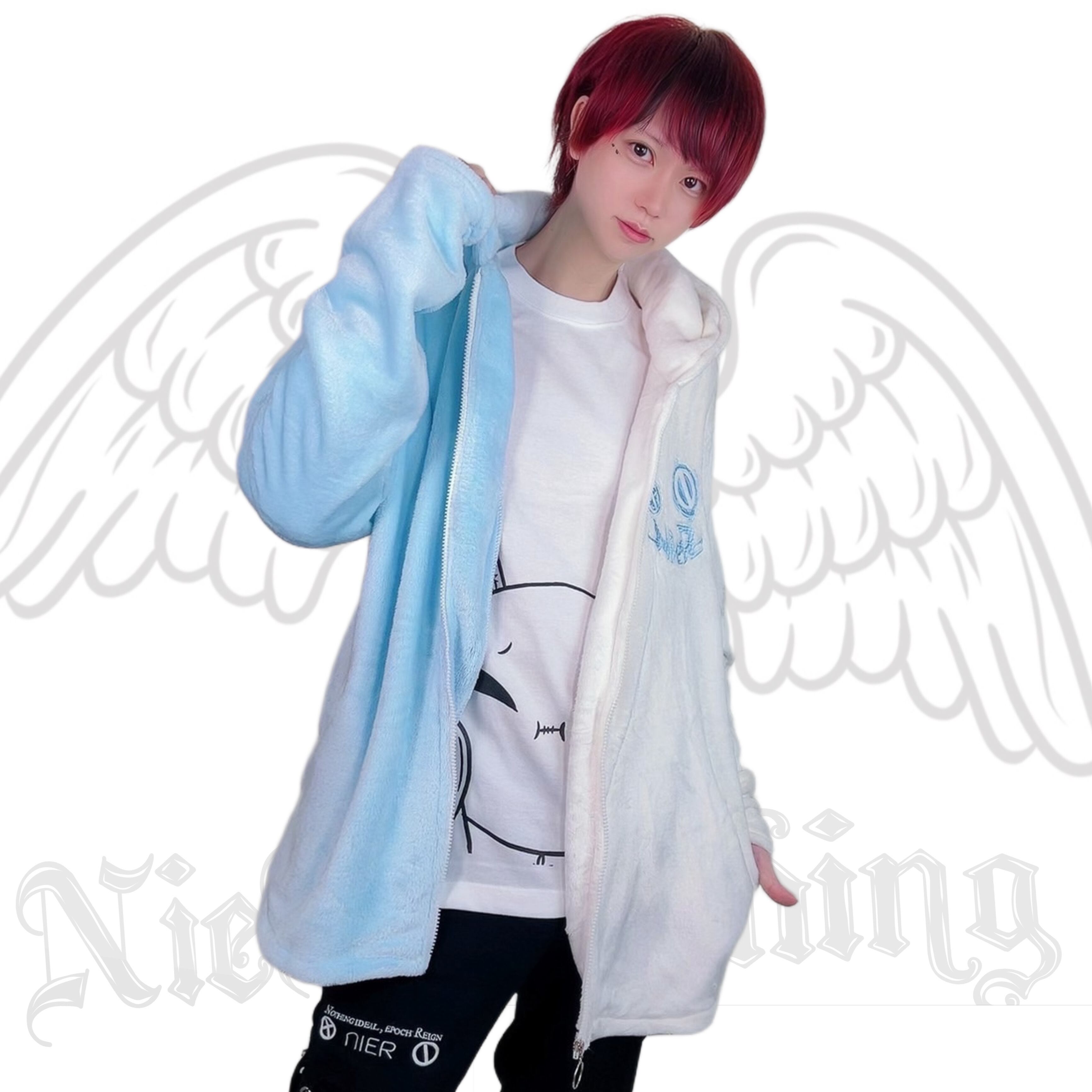 NieR TWO-TONE ZIP OUTER うさ耳付き超ふわもこTWO-TONE ZIP OUTERGRAY×