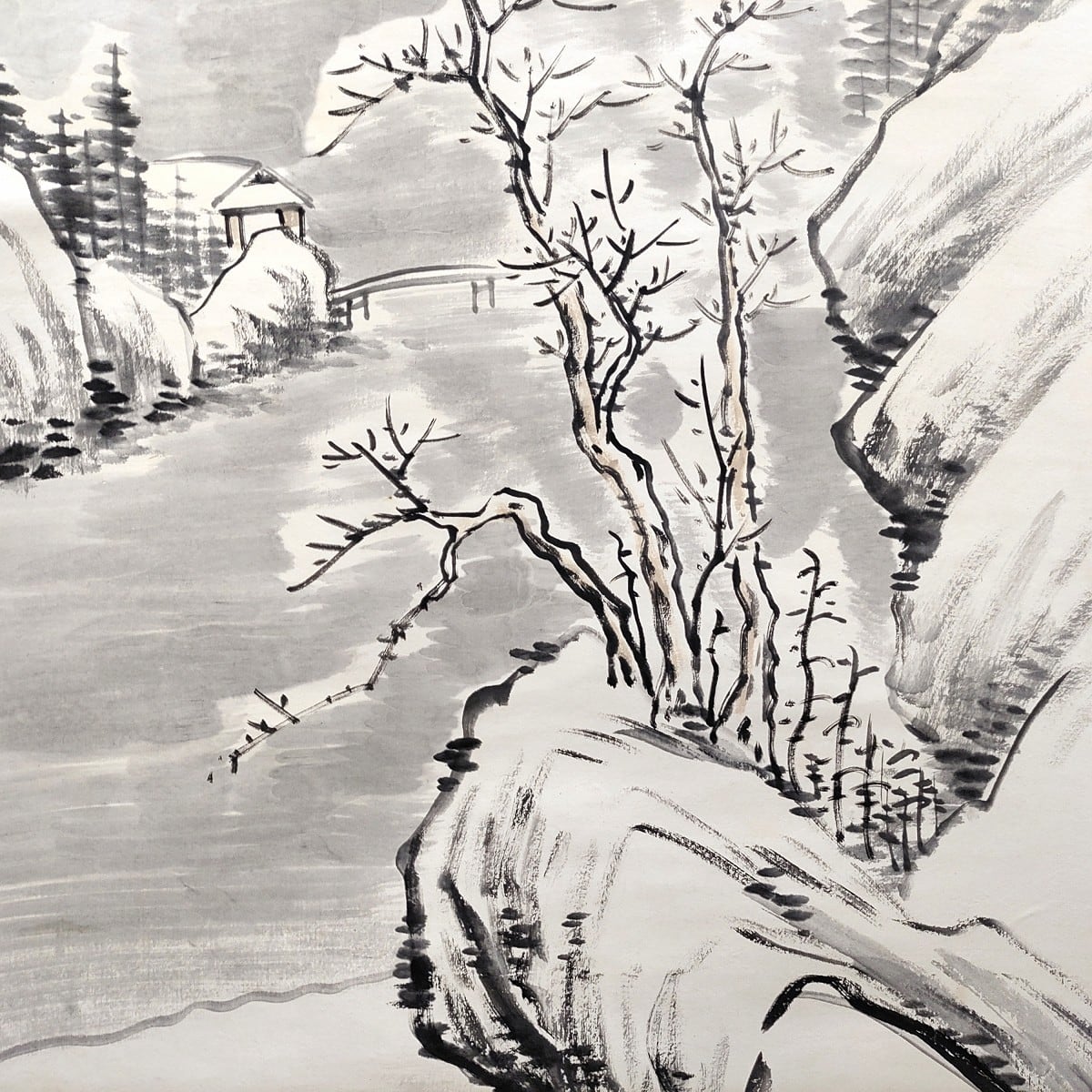 掛軸・山水画・水墨画・冬・No.230426-16・梱包サイズ80 | リサイクル