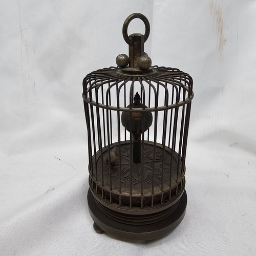 【超希少】戦前 レトロ ゼンマイ式 置時計 象 鳥かご 飾り物 ギミック時計