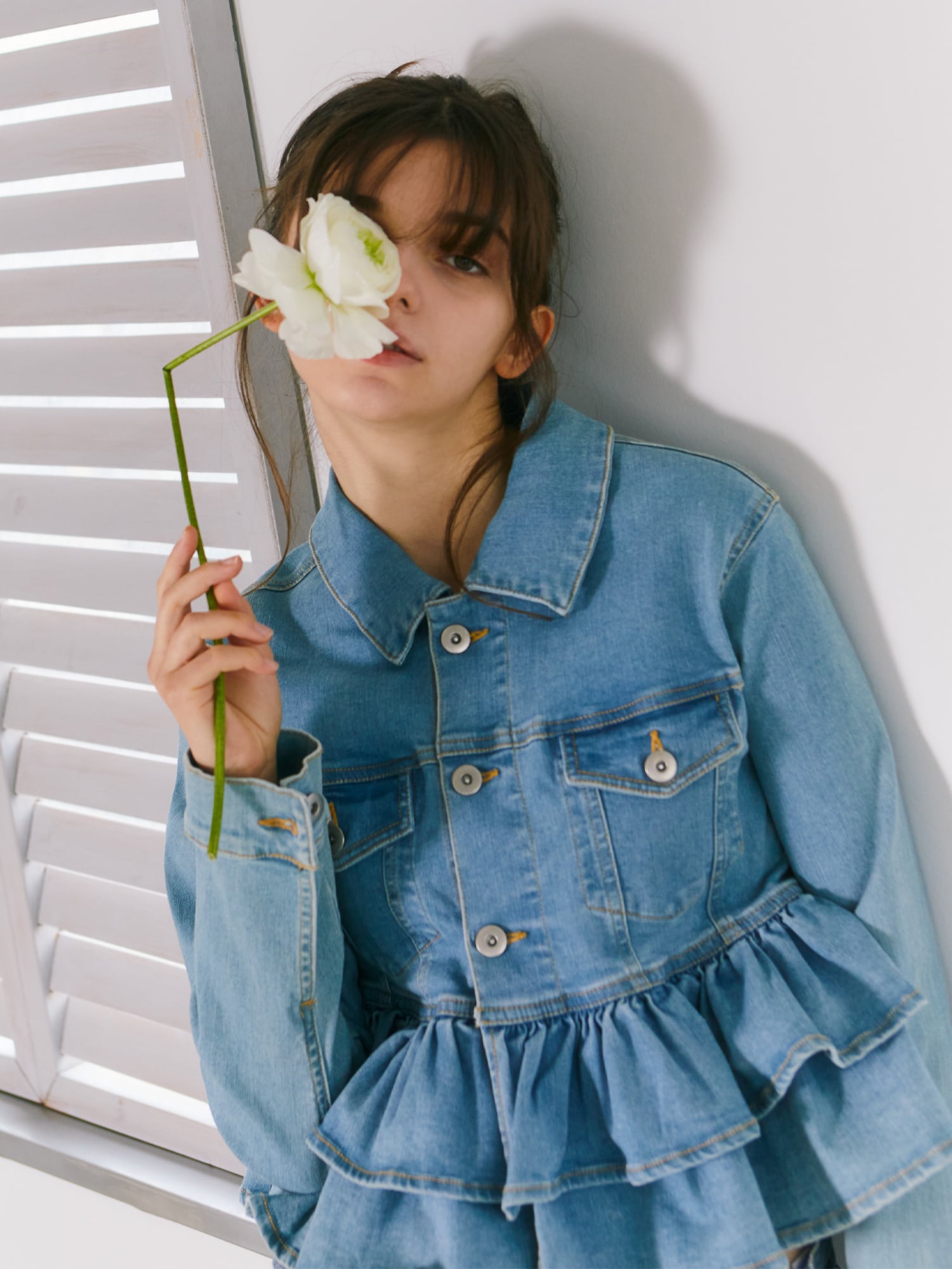 mieya frill denim JK -light blue- | mieya mieya