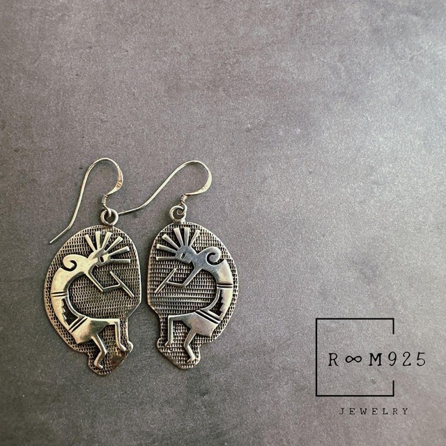 Vintage Kokopelli Sterling Silver Earrings【J888】