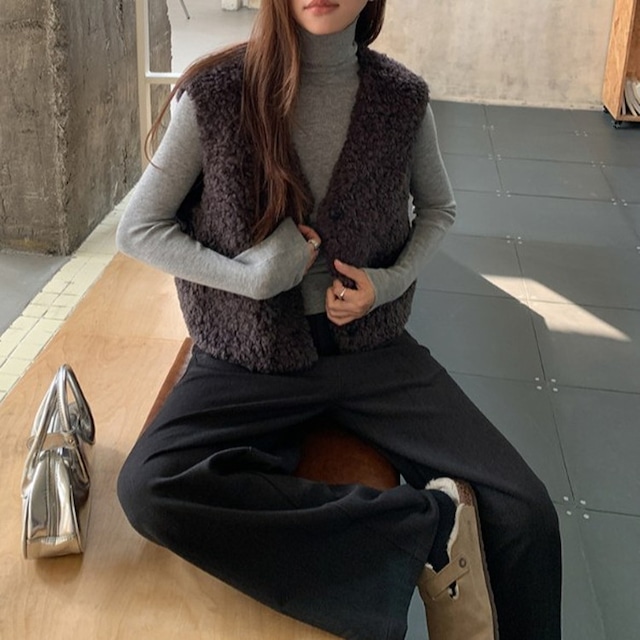 ウールブレンドファーベスト 2color [am03489]