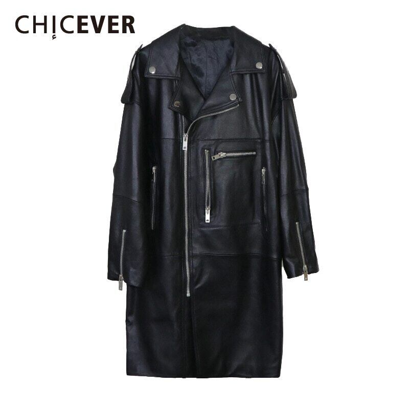CHICEVERPUオーバーコートレディースラペル長袖パッチワークジッパールーズプラスサイズストリートウェアコート2020秋 ロング 大きめサイズ オータム 秋物 6base52892289452