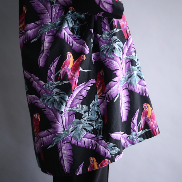 violet botanical art pattern loose h/s shirt