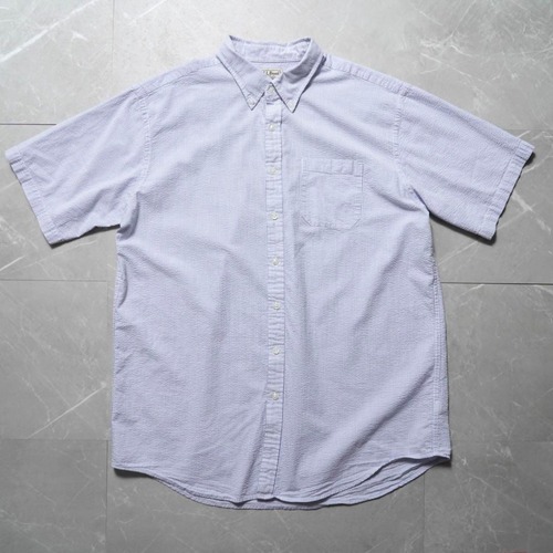 L.L.Bean  Short Sleeve Shirt エルエルビーン　XLサイズ　半袖シャツ　シアサッカー　ストライプ　ブルー