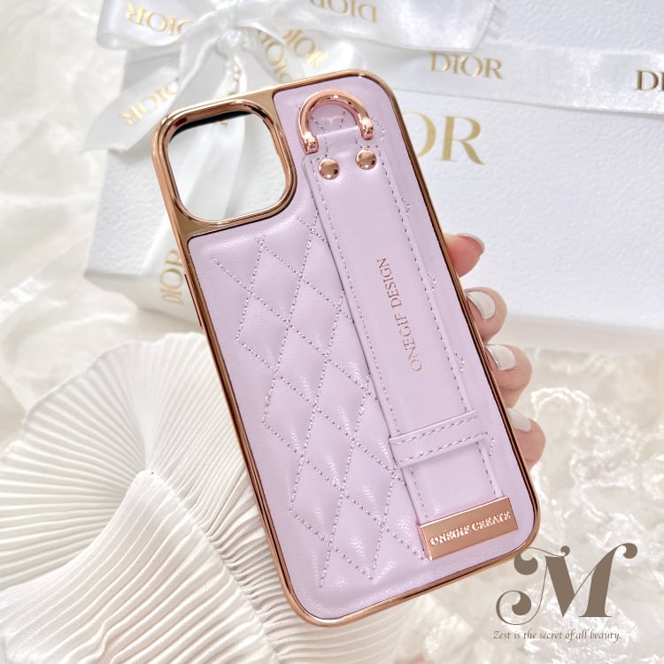 13pro / 14plus / 14pro / 14promax】キルティング♡ ラベンダーiPhone