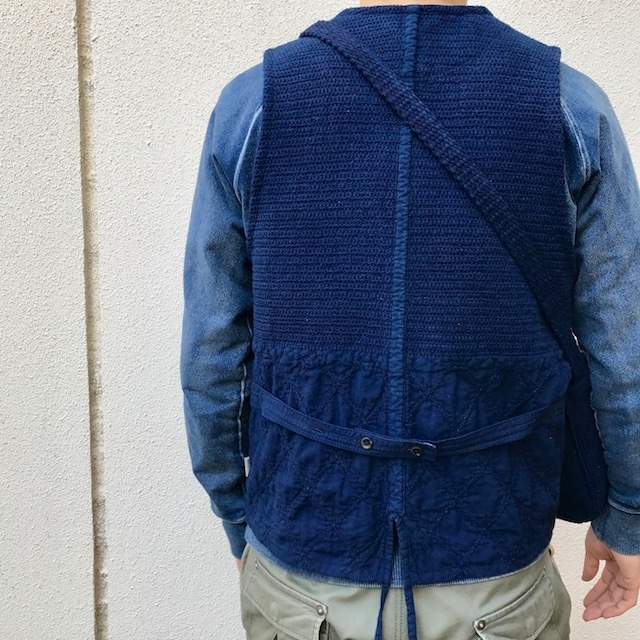 ●▲■ × "BORO" 藍染刺し子 Vintage Vest (リメイク)