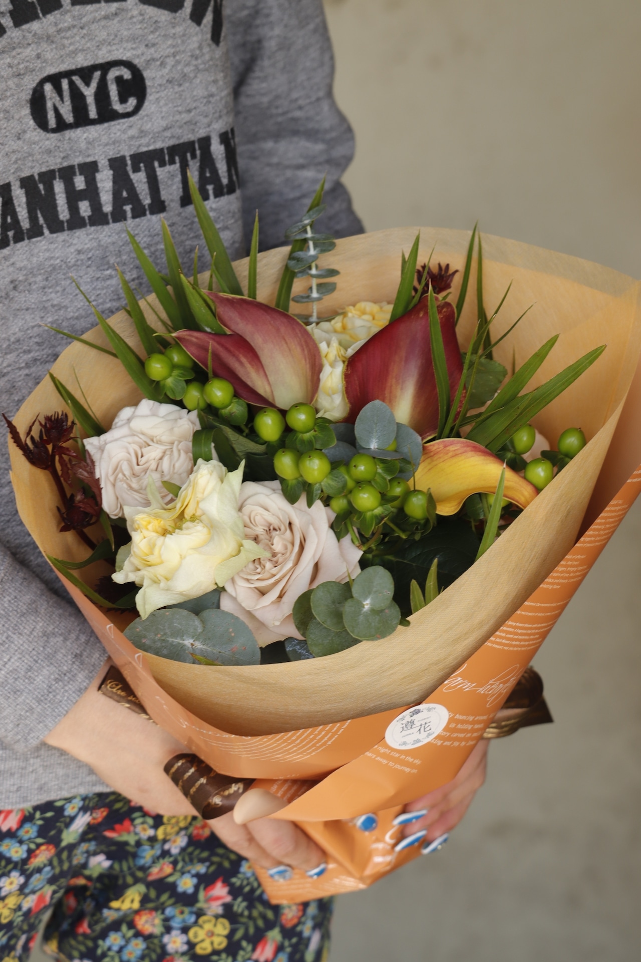 (ブーケタイプ花束)S サイズ オレンジ系・画像2