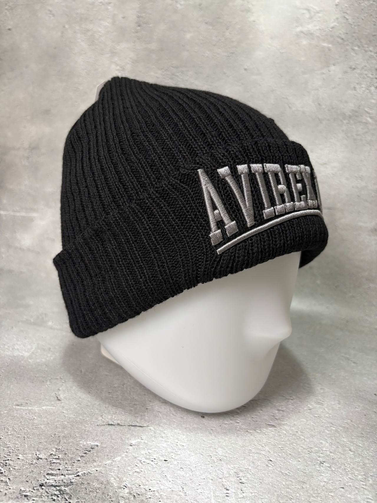 AVIREX / アヴィレックス ダブルアーチロゴニットワッチ ニット帽 ブラック