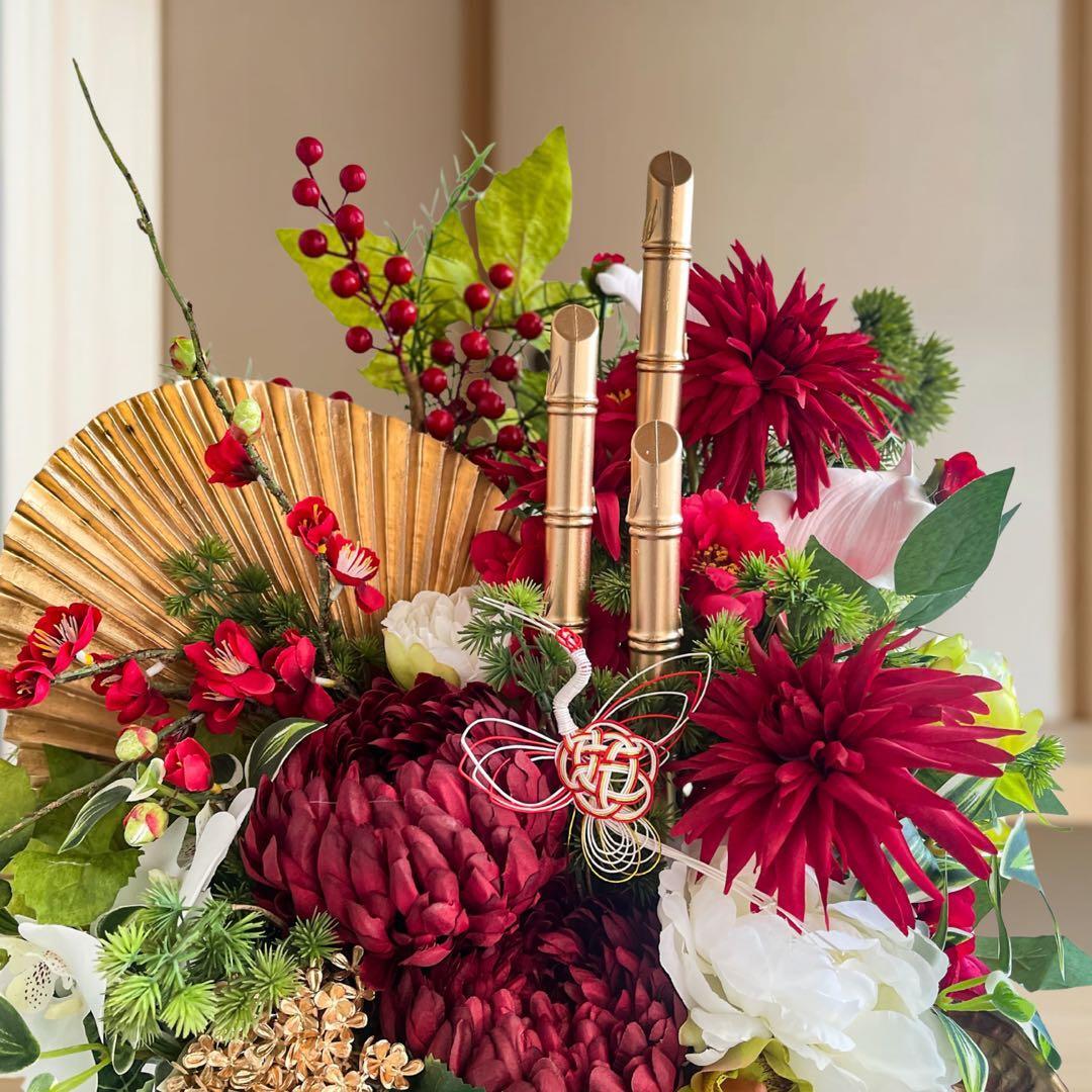 特大門松 深紅の雅 正月アレンジメント Lサイズ 店舗用門松 商業用門松