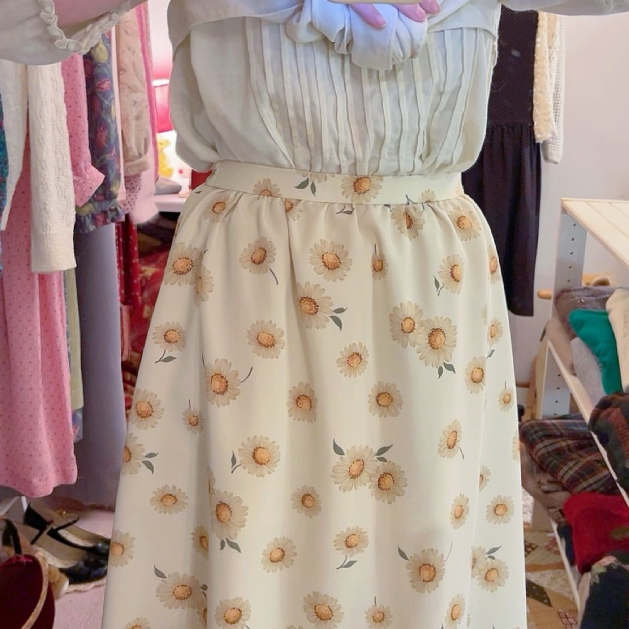 cream marguerite gather skirt