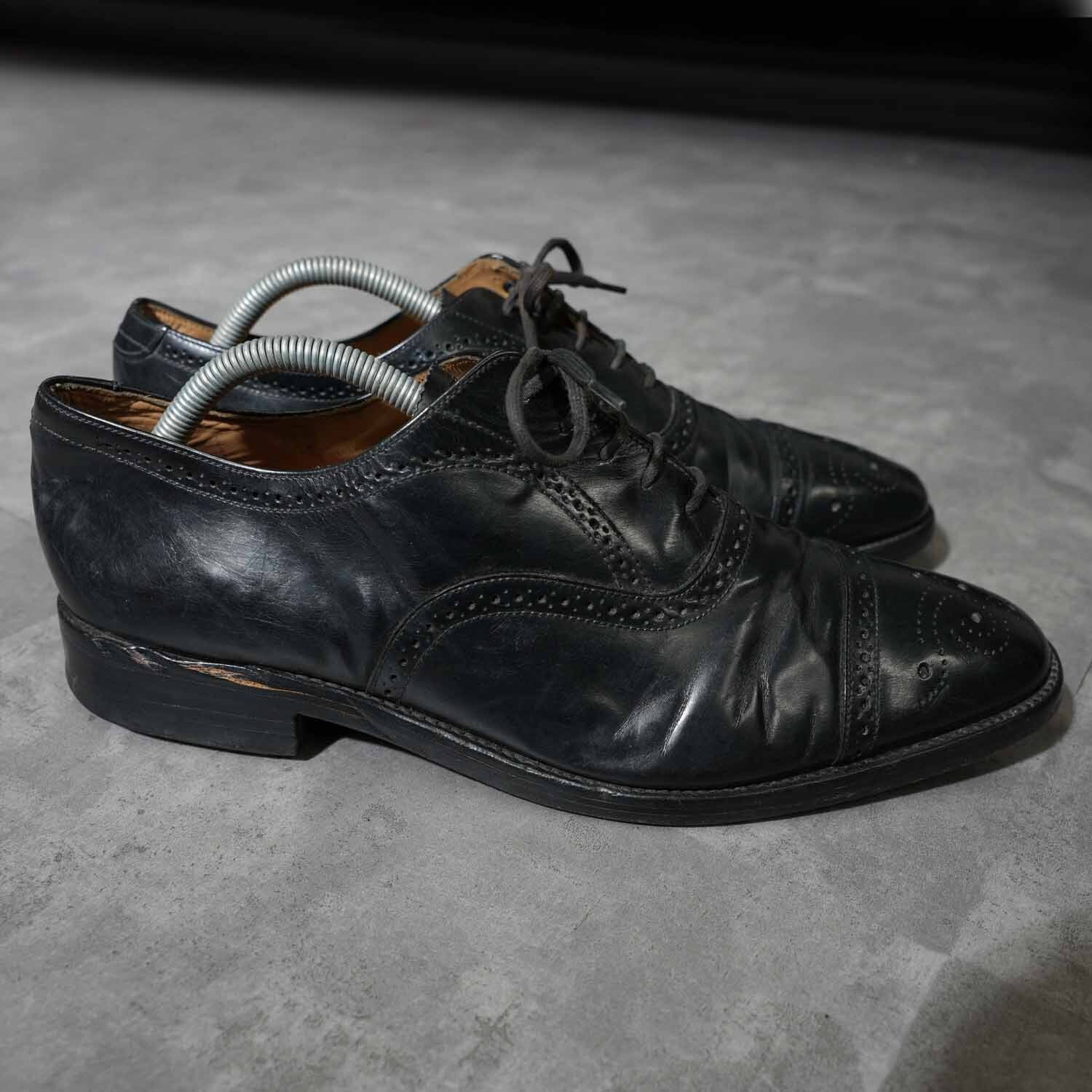 Loake ローク ウイングチップ レザーシューズ ブラック イングランド製