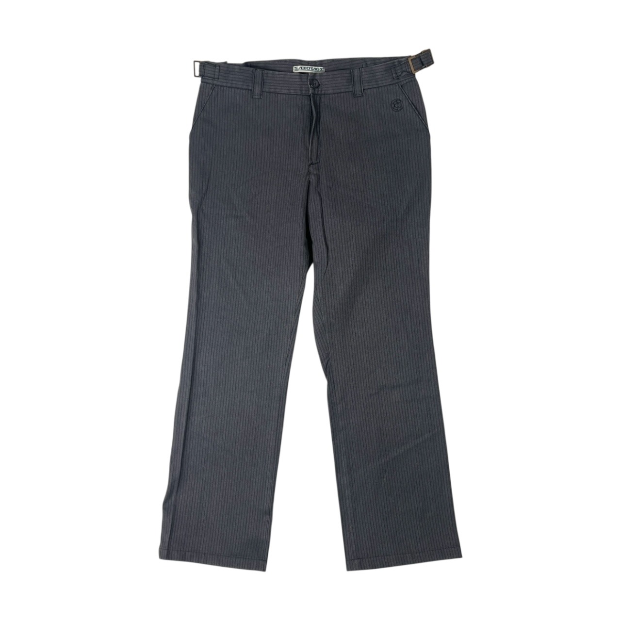 90s 00s vintage SABOTAGE サボタージュ サイドベルト ストライプ ワークパンツ W32/グレー/ミリタリー