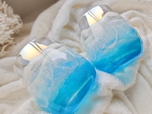 405.オーシャンレジンアート ブルー ペアグラス