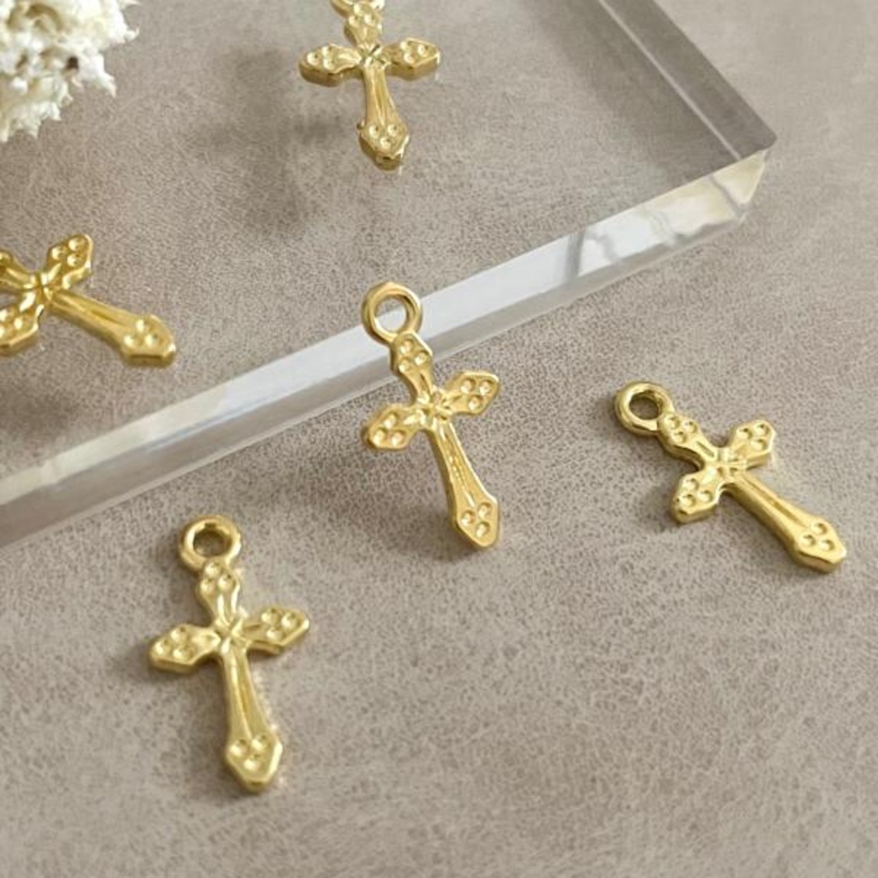 【2個】ゴールクロスチャームW/十字架/
