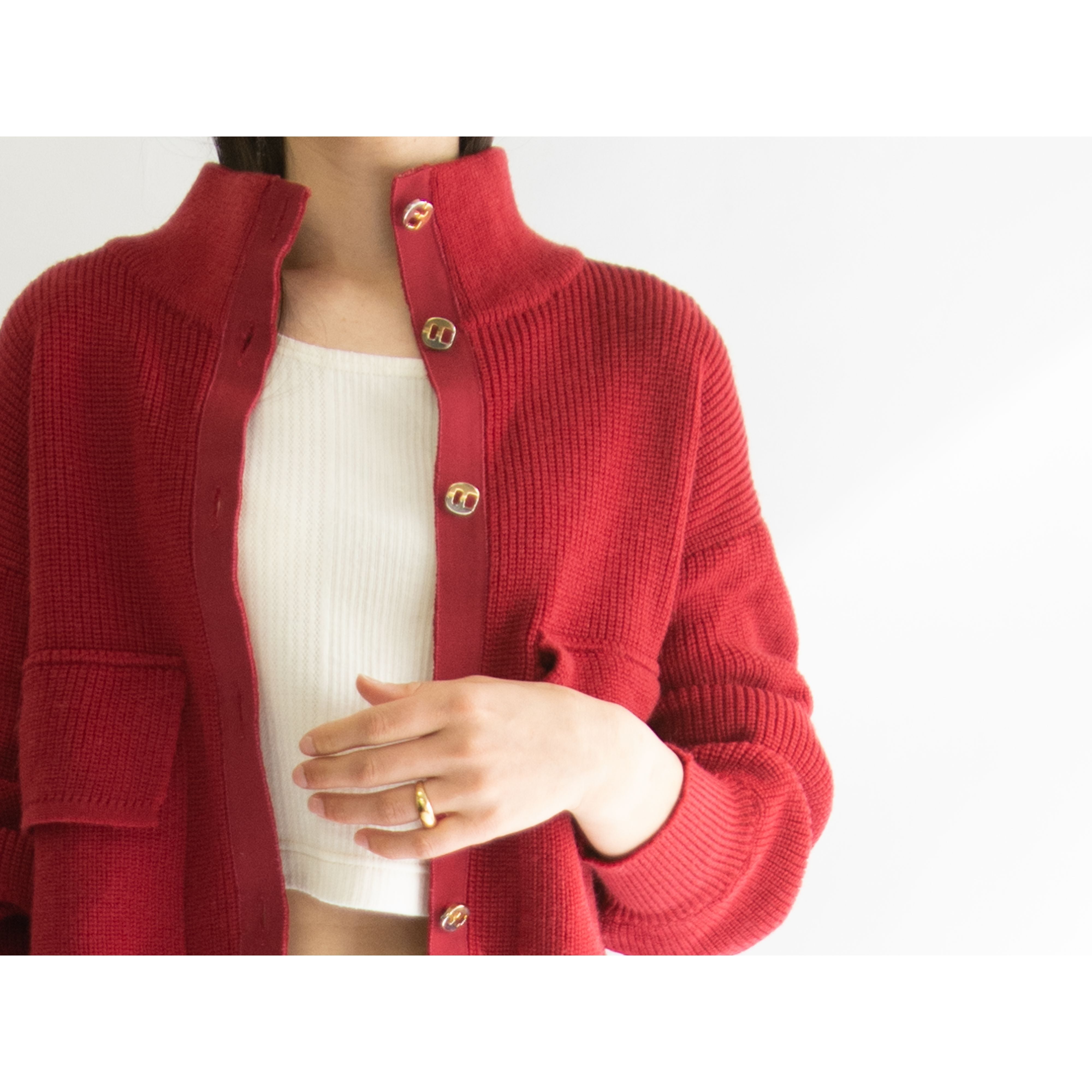 Salvatore Ferragamo】Made in Italy 100% Wool Oversized Knit Jacket