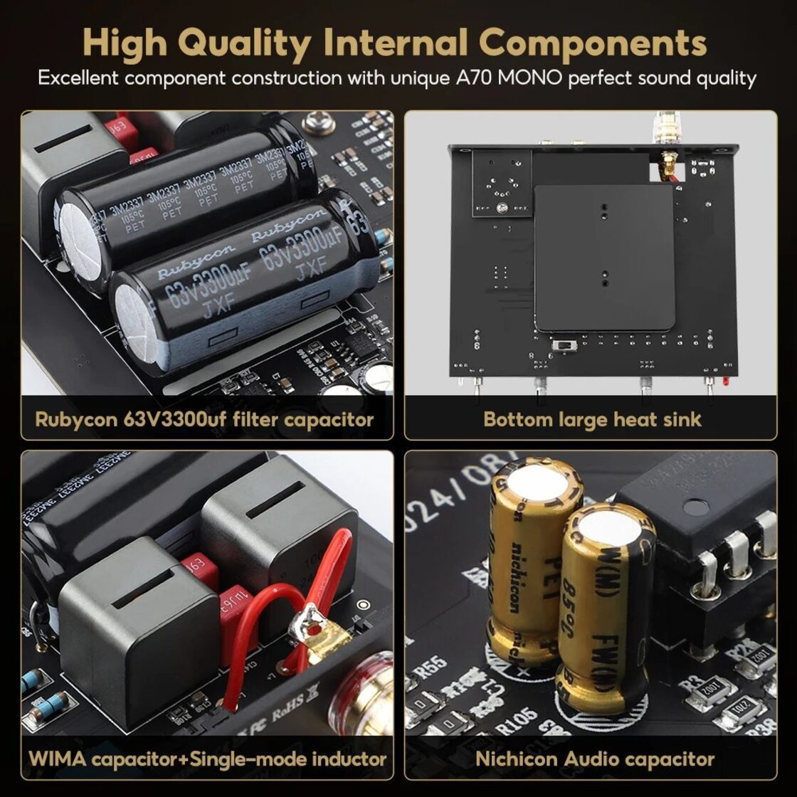 AIYIMA A70 モノラルアンプ プラグ付き 300W TPA3255 PFFB サブ 