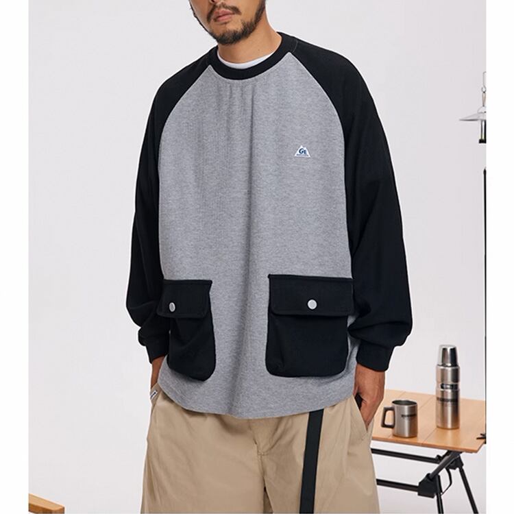 ★CONTRAST COLOR STITCH PULLOVER TOP　　　A0699