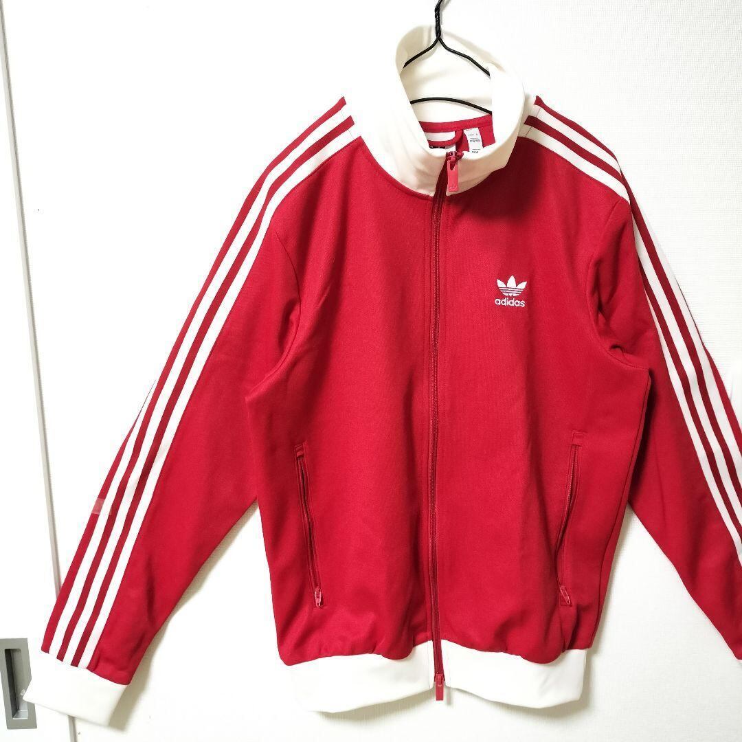 【美品】adidas トラックジャケット　ベッケンバウアー M 赤 美品】adidas トラックジャケット ベッケンバウアー M 赤 - メルカリ