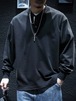 HENLEY NECK COLLAR LONG SLEEVE SWEATSHIRT  K0164