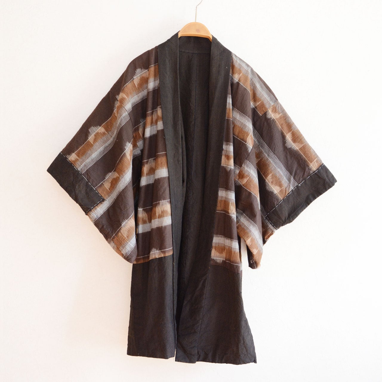 羽織 メンズ 藍染 縞模様 着物 昭和初期 ジャパンヴィンテージ - 和洋