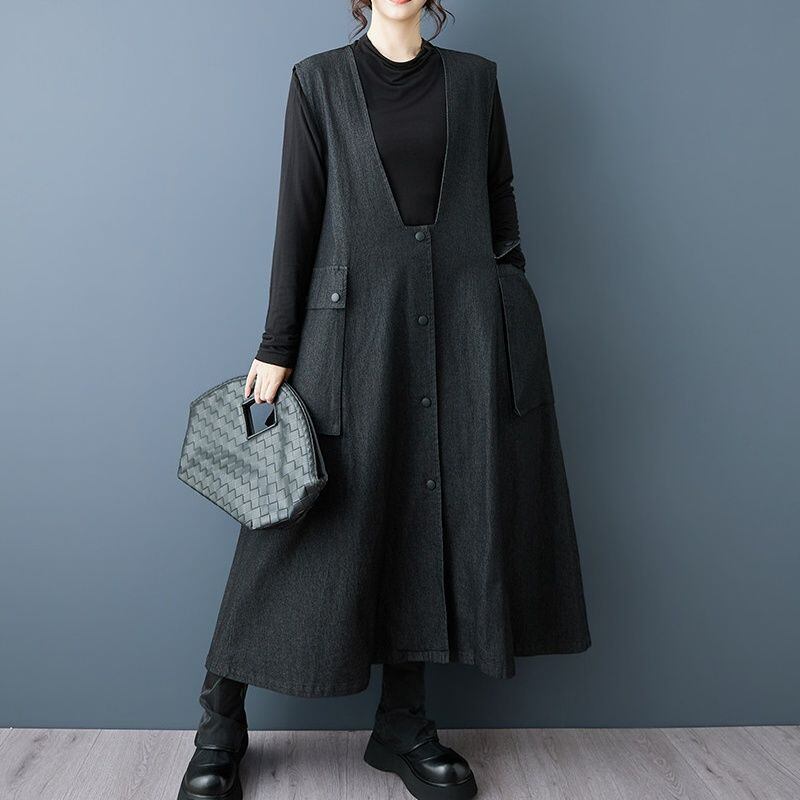 RELAXED SLEEVELESS MIDI VEST DRESS M-18471