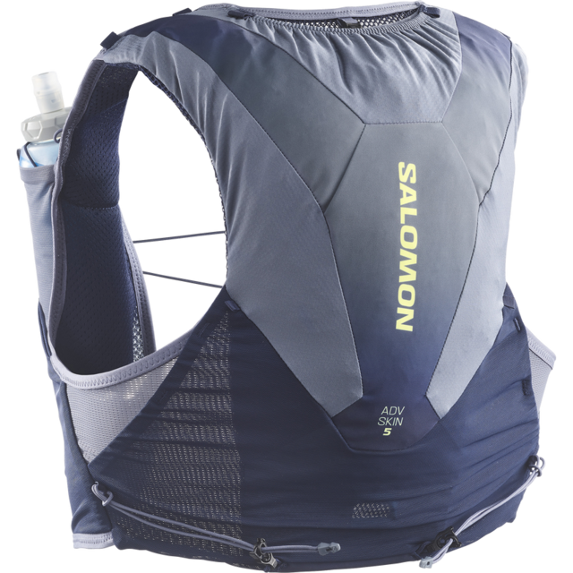 SALOMON サロモン ／ ADV SKIN 5 GRADIENT ユニセックス ランニングベスト（フラスク付 ）#MARITIME BLUE / GRISAILLE / SUNNY LIME