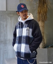 【#Re:room】WOOL CHECK SWITCHING ZIP UP KNIT JACKET［REK132］