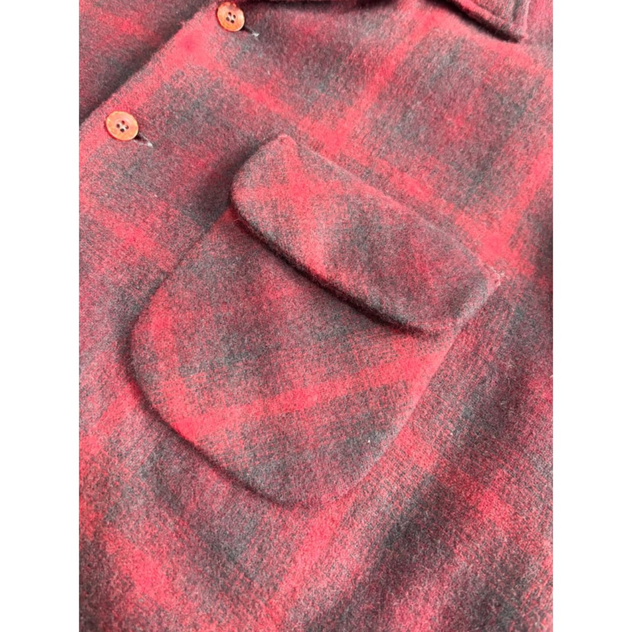 60s PONDEROSA "OMBRE CHECK" WOOL OPEN COLLAR SHIRT Size L