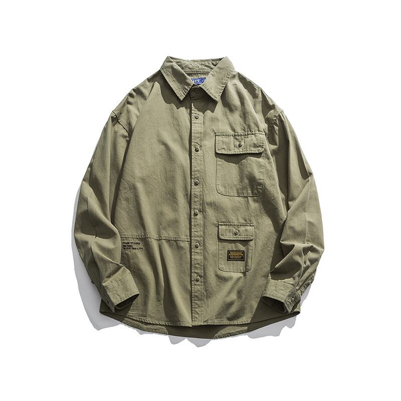 Road Vintage 20Springシンプルな無地の長袖シャツeseレトロな作業服トレンドルーズシャツメンズ-アリババ ロング スプリング 春物 ソリッドカラー ビンテージ hip6-161131898453826
