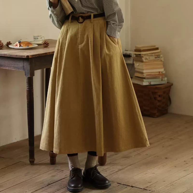 コーデュロイAラインミディアム丈スカート M1971