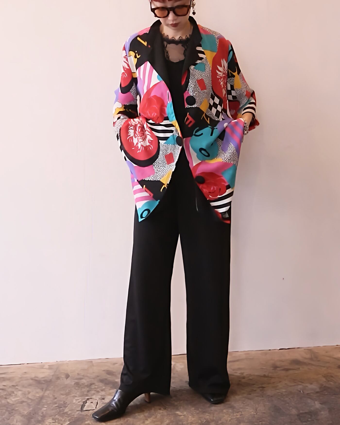 1980-90s sheer pop s sleeve shirt