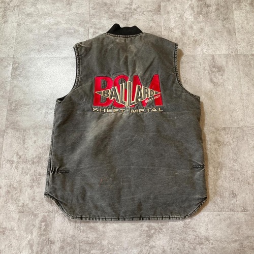 90s Carhartt フェード ブラック キルティングライナー 刺繍 USA製 vest 詳細写真10