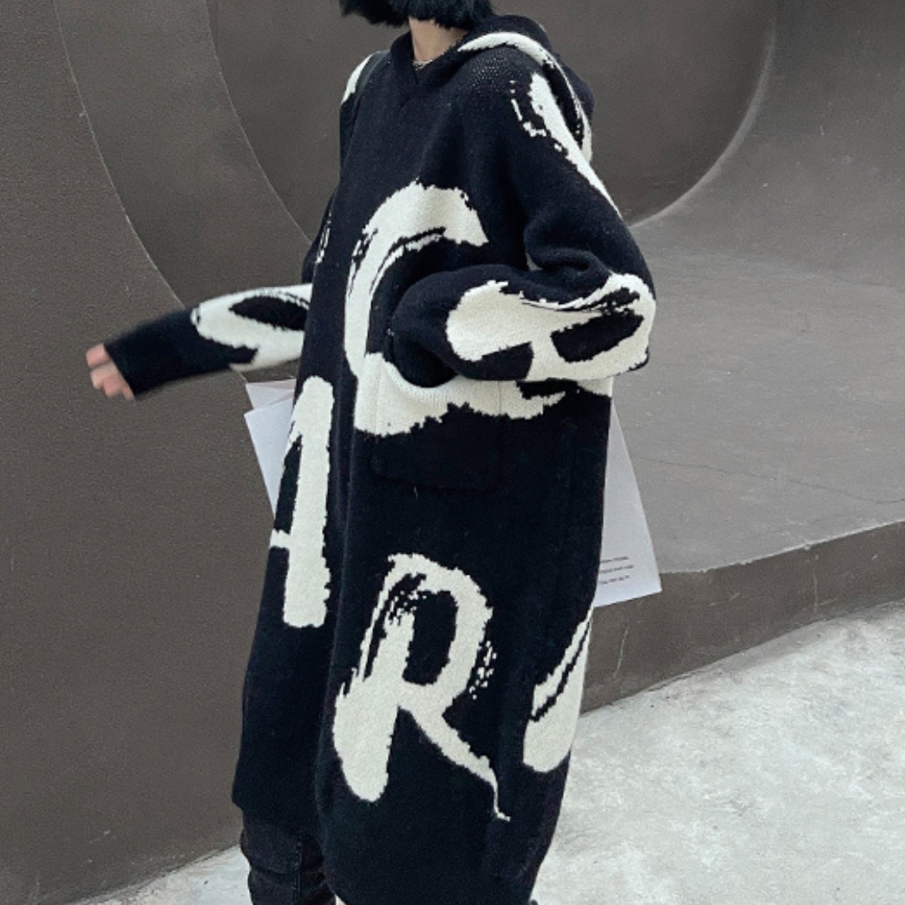 Hooded mid-length pullover sweater(ME043)