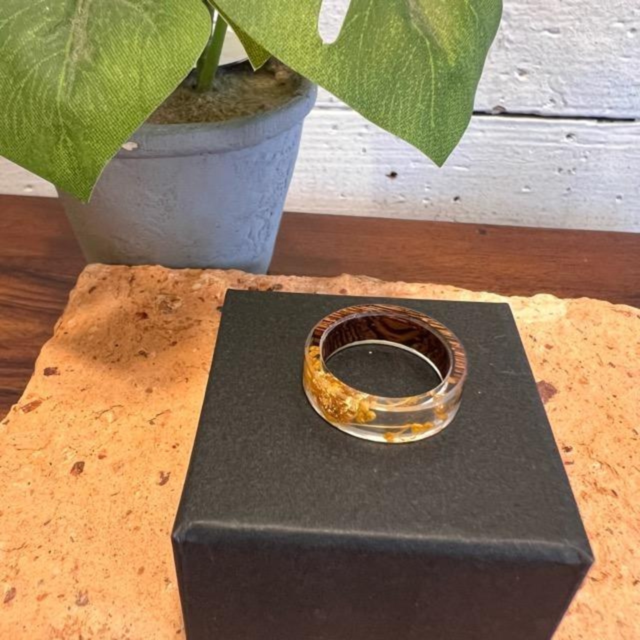 TOPANGA Jewelry 　クリア＆ウッドデザインリング　オレンジ　14号　18号　25号　ファッション　アクセサリー　ジュエリー　リング　小物　プレゼント