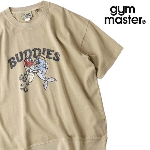 gym master ジムマスター BUDDIES ピグメント加工 ビッグシルエットTシャツ 6.2oz ヴィンテージ風 グラフィックTEE オーバーサイズ メンズ レディース G733788 ベージュ