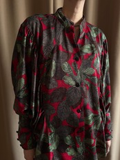 leaf pattern dolman sleeve shirt-4885-9