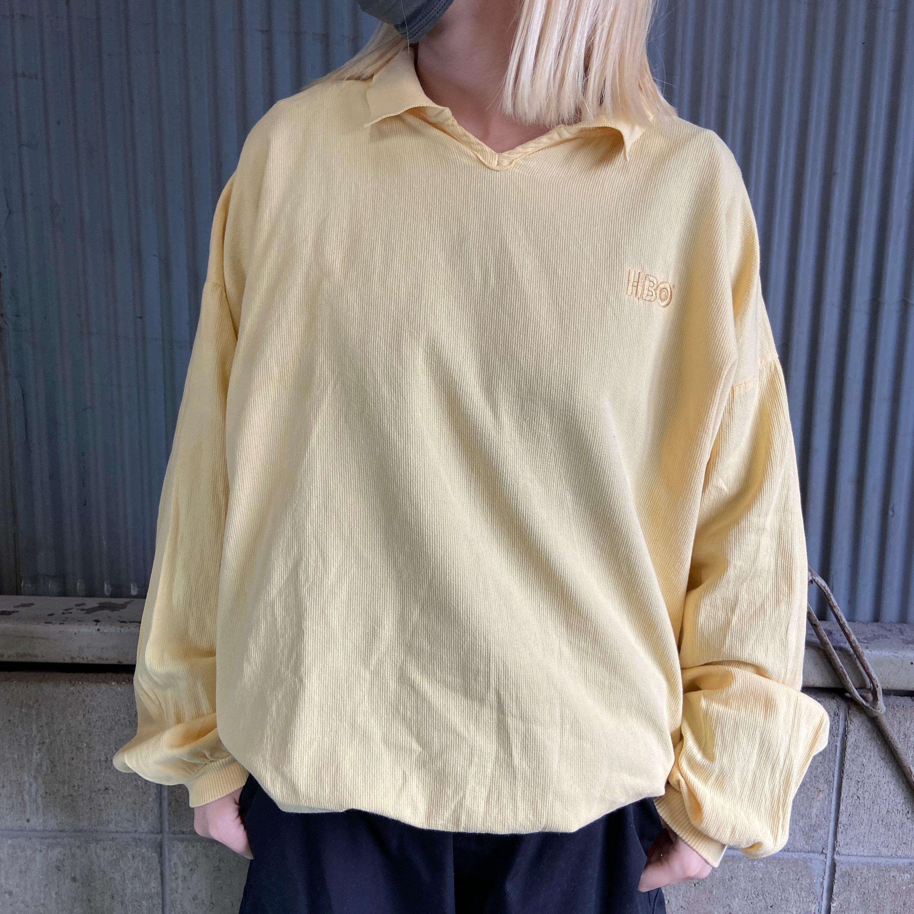 90年代 USA製 WEK 企業ロゴ刺繍 襟付き コットントップス メンズXL相当
