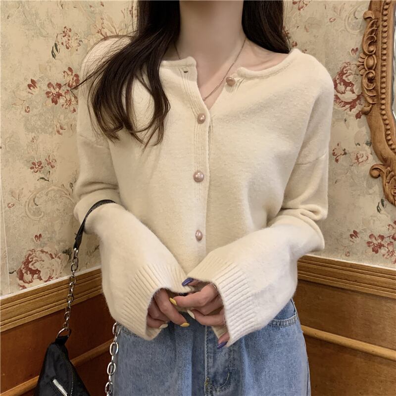 オータムセーター スタンダードスタイルニットカーディガンジャケット ルーズトップス ロング レトロ 秋物 1号婦人41426191180