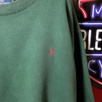 90s POLO RALPH LAUREN 無地スウェット 緑 バーガンディポニー L