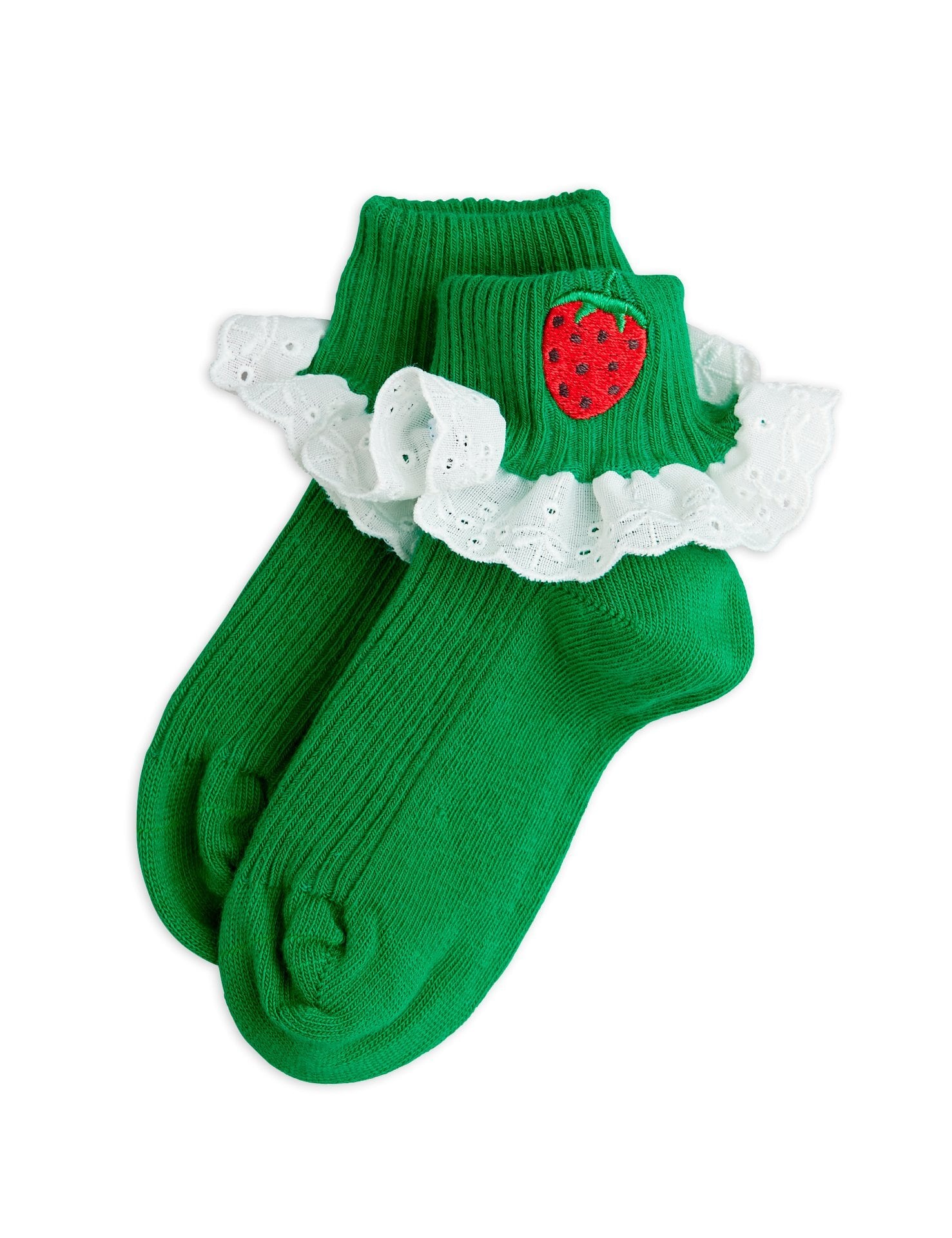 【25AW】minirodini(ミニロディー二)Strawberry emb lace 1pack socks(20-23/24-27/28-31/32-35)靴下 ソックス いちご