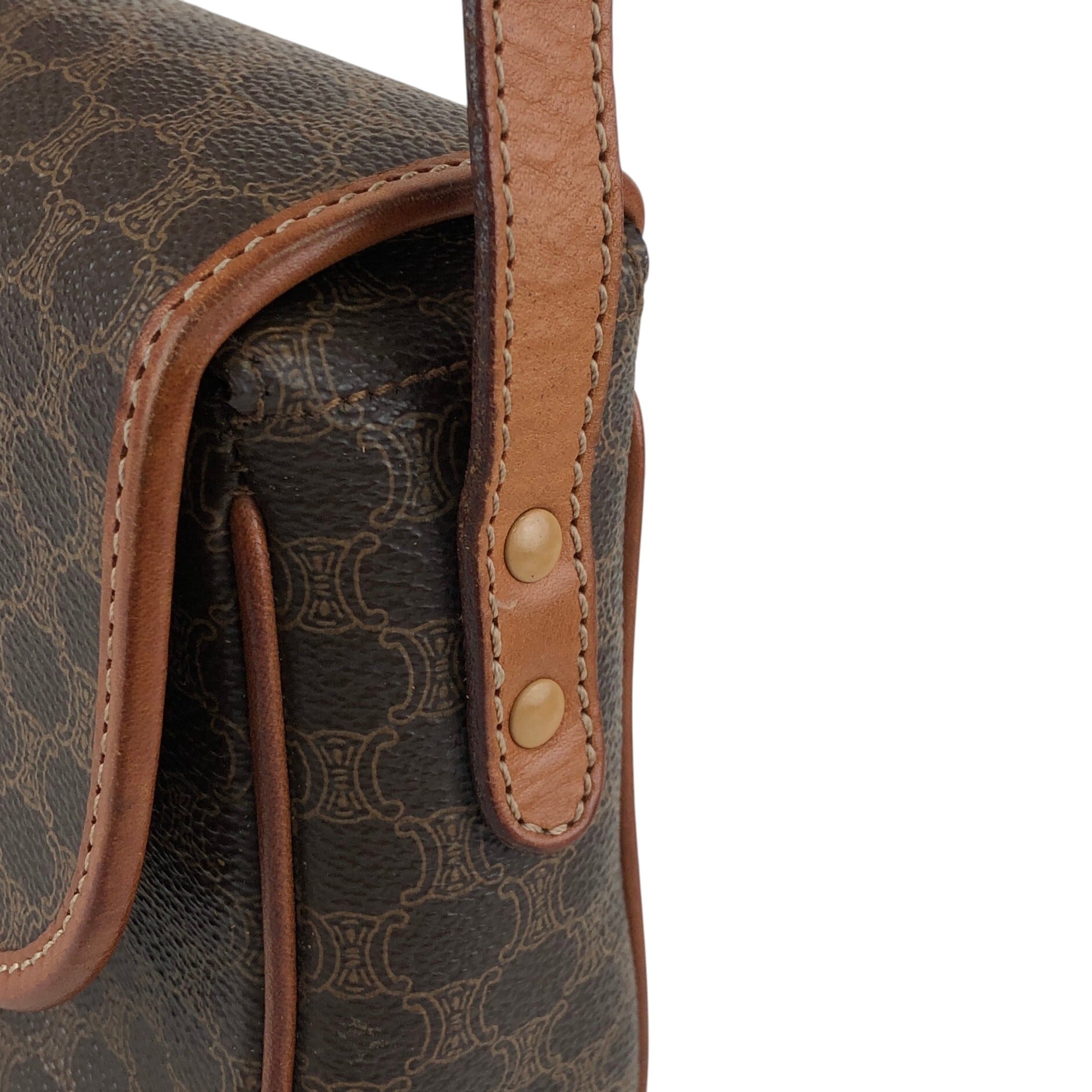 CELINE セリーヌ マカダム ショルダーバッグ ブラウン ホースビット CELINE セリーヌ マカダム ショルダーバッグ ブラウン ホースビット