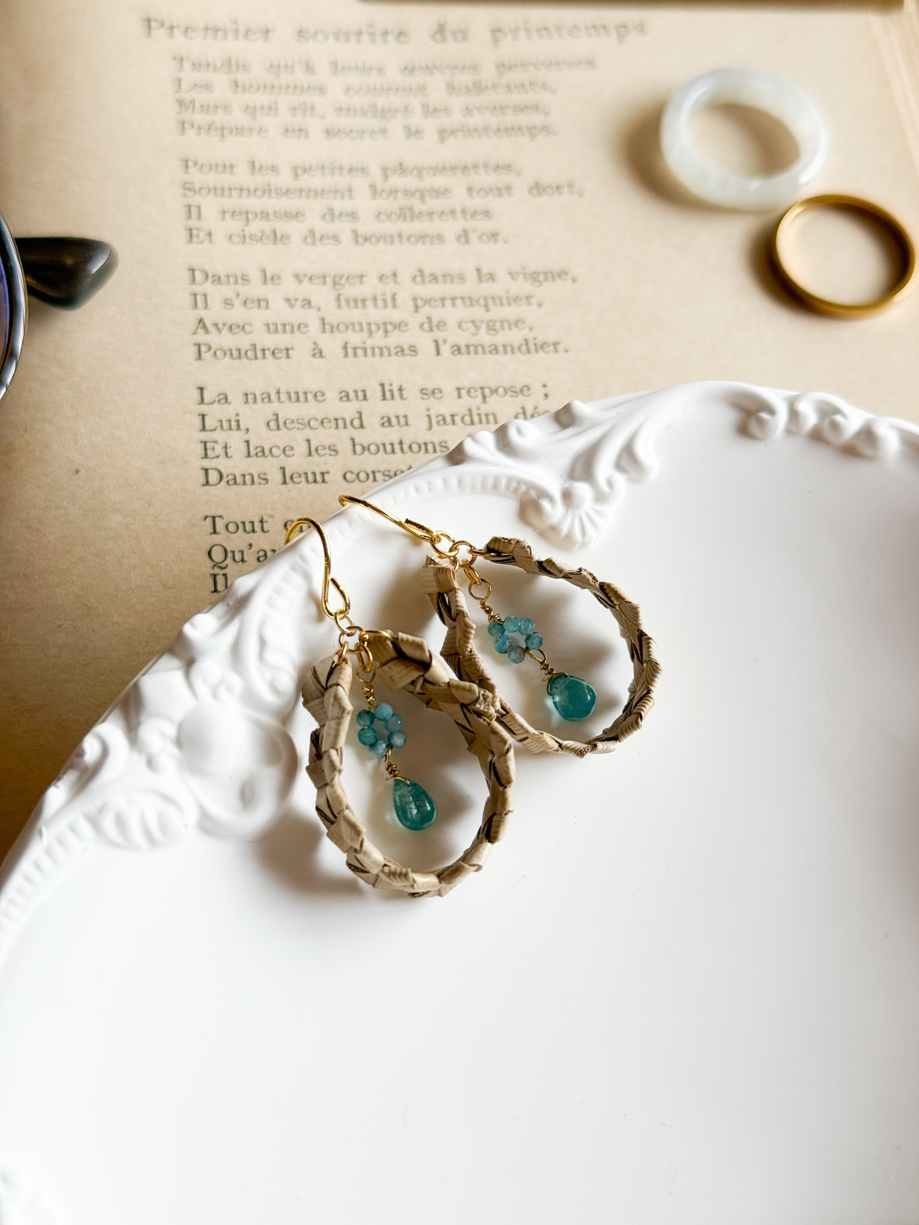 アダン×アパタイト ジオメトリックピアス Geometric Earrings with Adan & Apatite