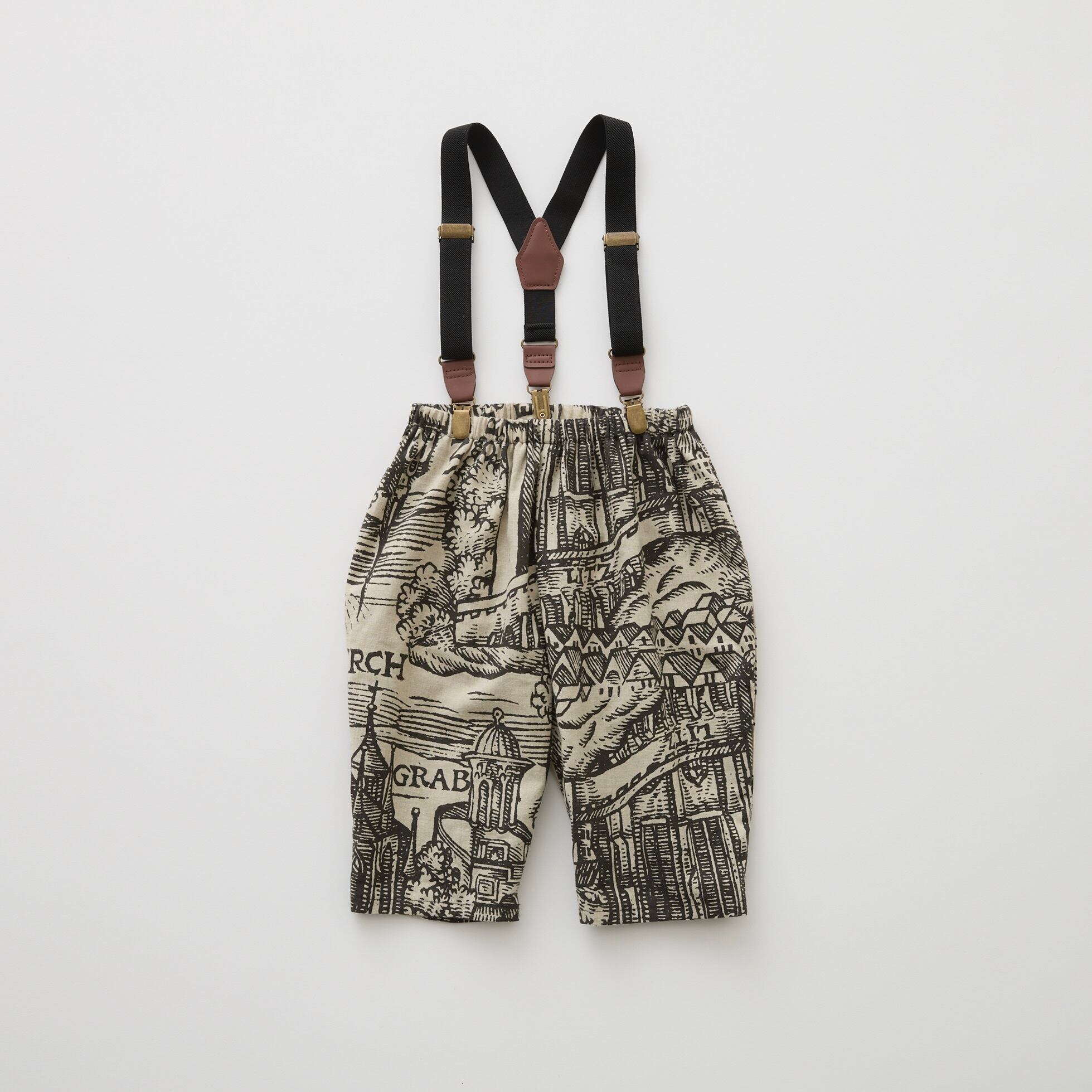 《予約商品 eLfinFolk 2026AW》Castle town print Suspenders / black