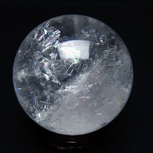 水晶 丸玉 虹入り 61mm スフィア 置物 水晶玉 一点物 151-8726